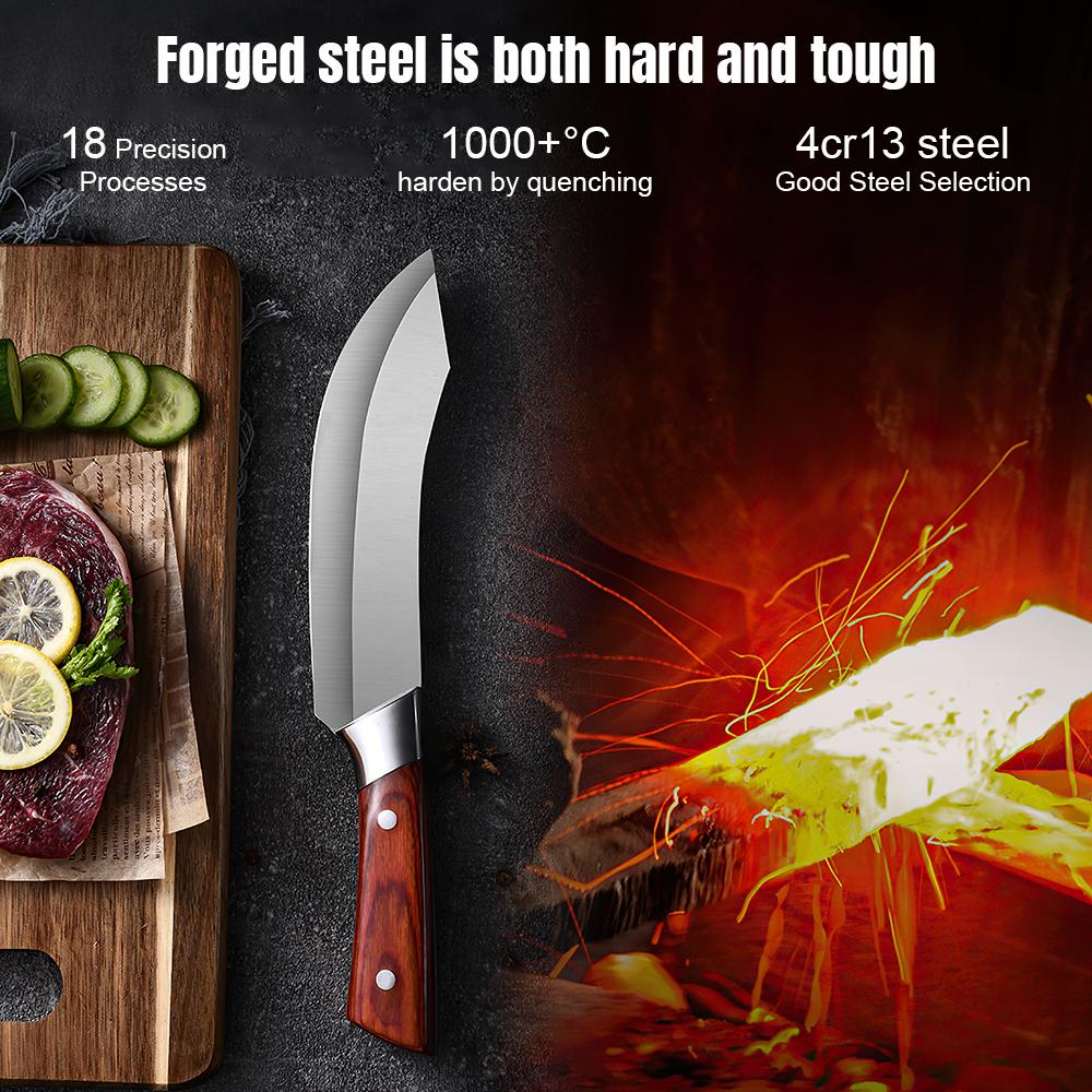 4pcs Hand Forged Butcher Knife Set-Kiritsuke Knives,Meat Cleaver Knife,Boning Knives,Butcher Knives 5Cr15MoV Steel Chef Knife