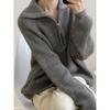 Lazy wind thickened lapel sweater women's autumn and winter soft waxy pullover zipper sweater knitted sweater jacket women