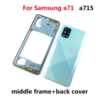 For Samsung Galaxy A71 2020 A715 A715F Phone Housing Middle Frame+Battery Back Cover  Panel Lid Rear Door+ Camera Lens