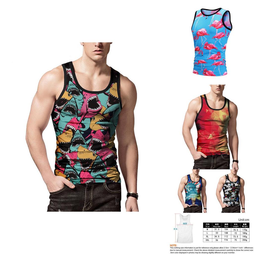Mens 3d Printed Tank Top With Premium Quality Polyester For Summer Gym Fitness