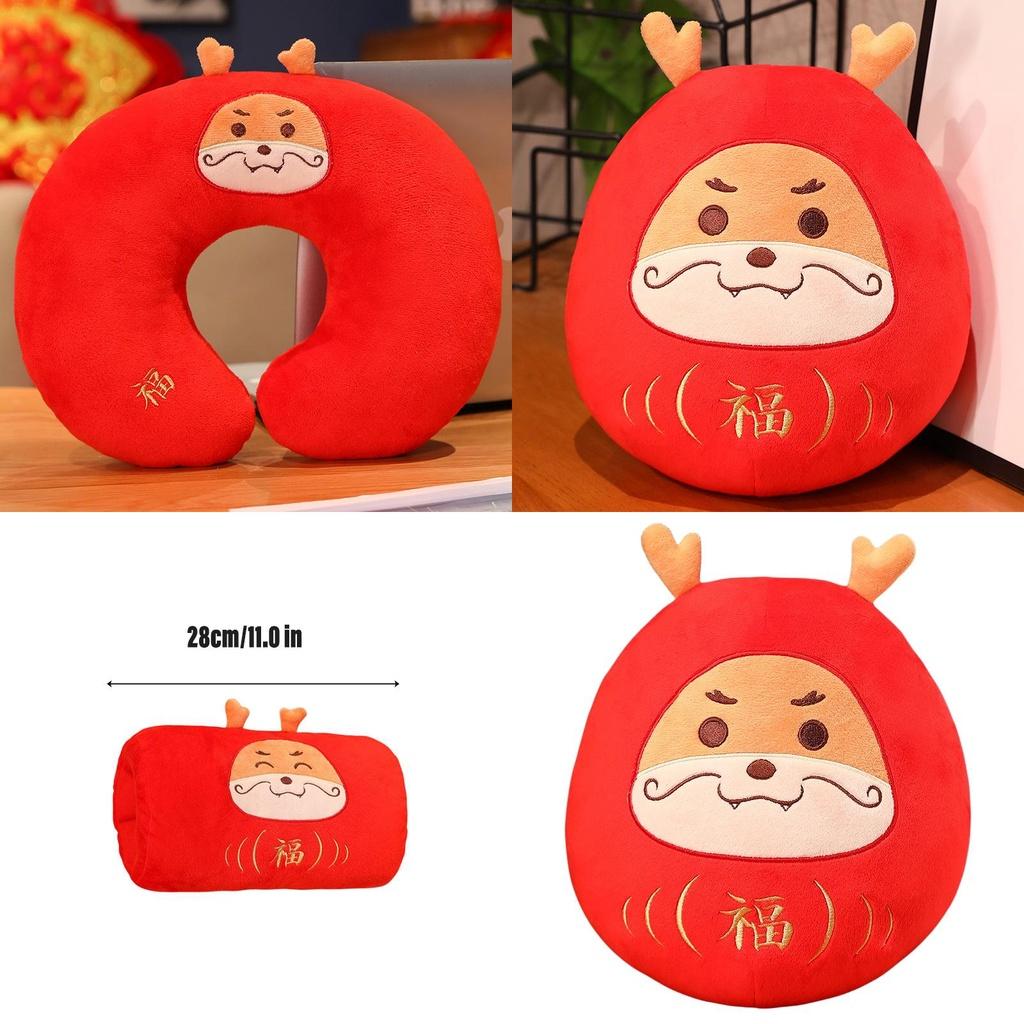 Peluche Drago Dharma Bambola Drago Rosso Drago di Capodanno Drago della Fortuna Cuscino da Collo Scaldamani Peluche Drago