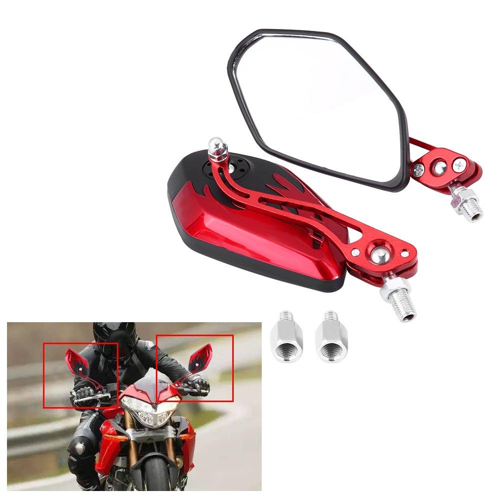 Motorcycle Mirror 8mm Left and Right Set, Qiilu Universal 8mm 10mm Motorcycle Scooter Aluminum