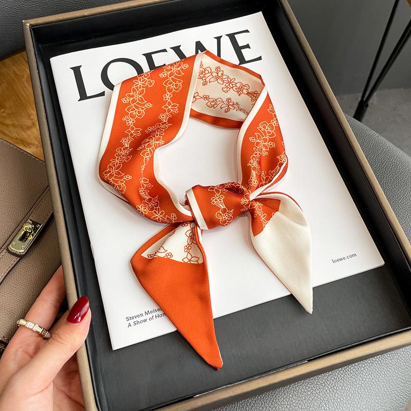 Langer, dünner Seidenschal für Damen, Haarband, Krawatte, Design-Print, Luxusmarke, Haarreifen-Accessoires, coole Mädchen-Schals, Sommer 2021