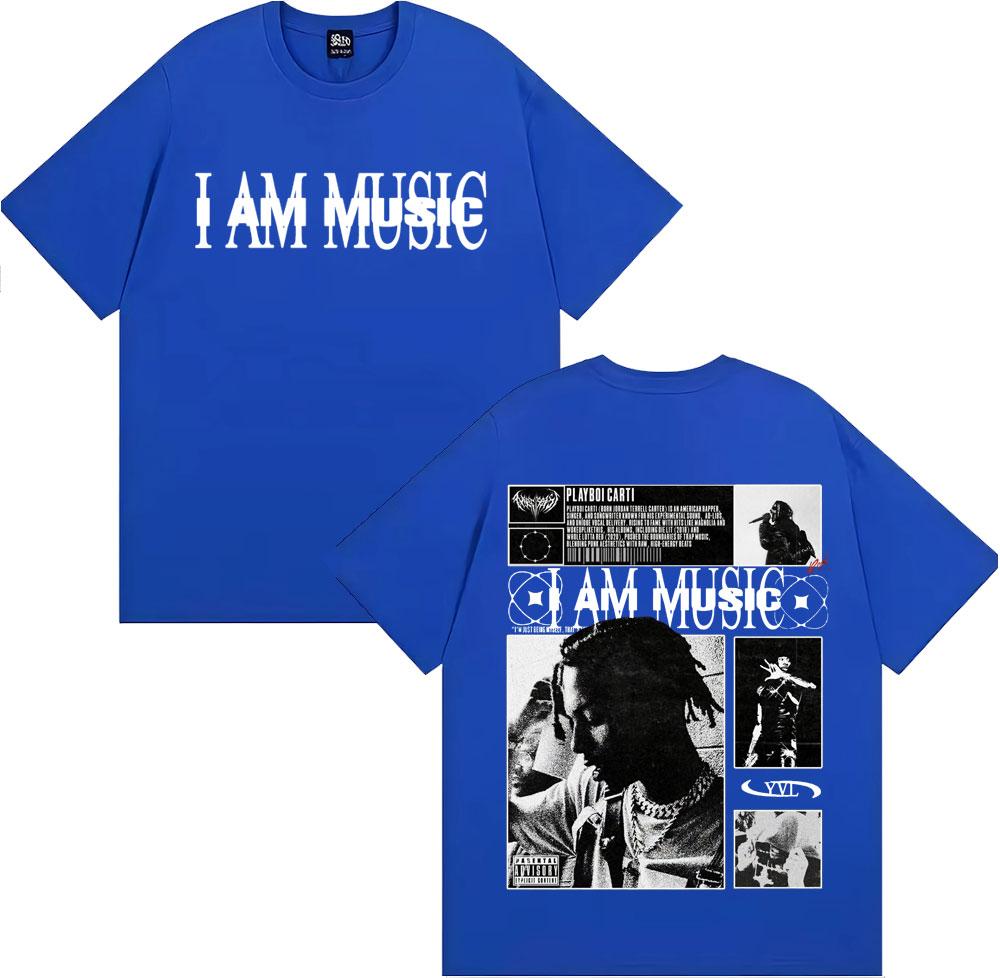 Rapper Playboi Carti I AM MUSIC Album Logo T-Shirts für Herren Harajuku Hip Hop Vintage T-Shirt Lässiger Komfort 100% Baumwolle T-Shirts