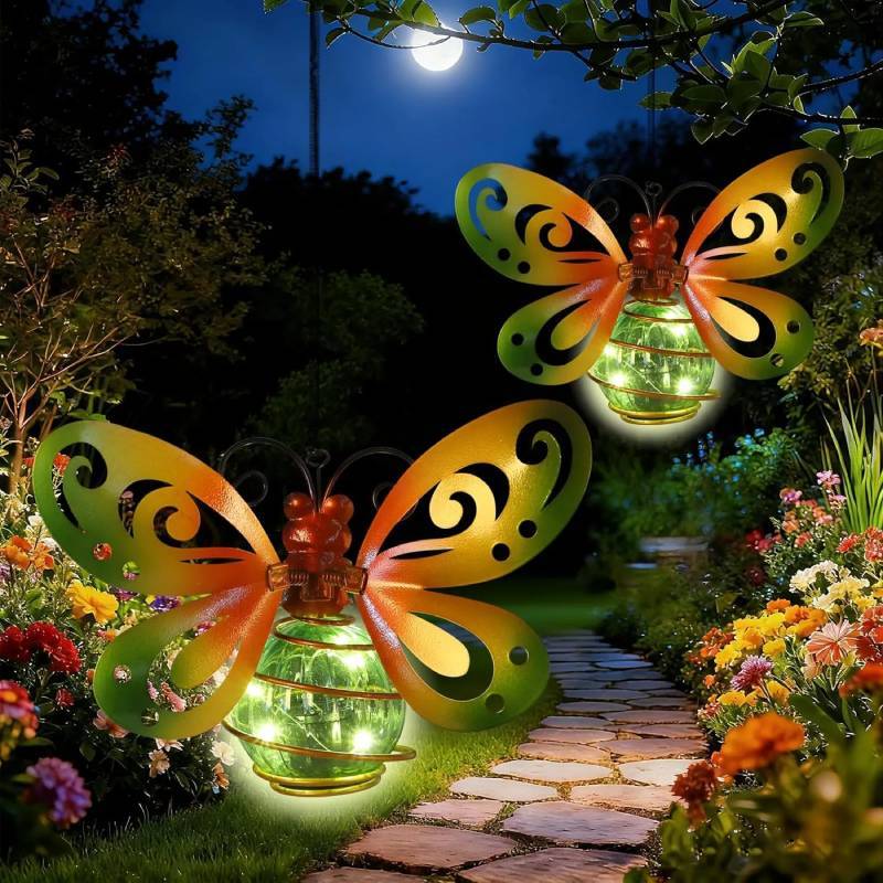 Solar Garden Light With Iron Figure And Warm Glow For Outdoor Decor