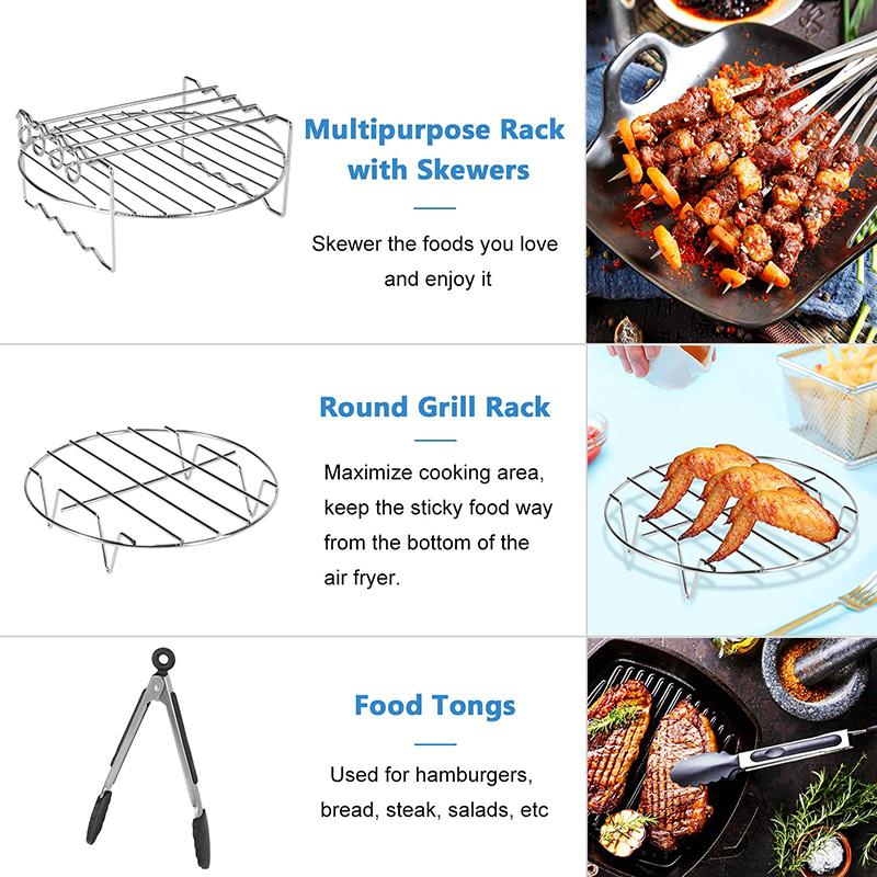 Air Fryer Silicone Shape Basket Tray Set Round Airfryer Grill Rack Accessories Reusable Foldable Bpa Free AirFryer Mold Liner