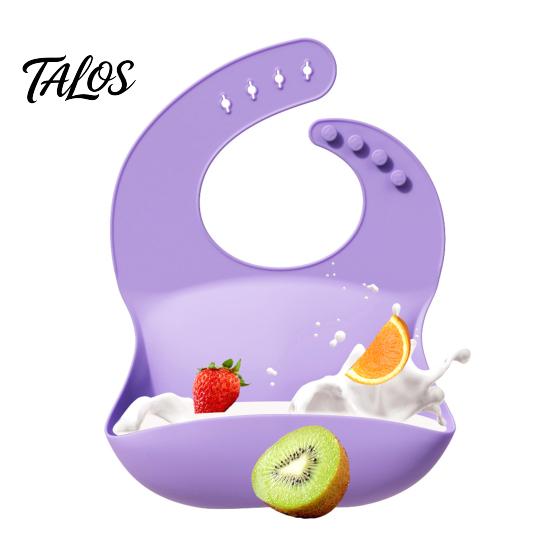 Easy Clean Toddler Bibs Silicone Baby Bib, Waterproof Soft Adjustable Feeding Durable Large Pocket Food Catch Bib for Babies And Toddlers Comfortable