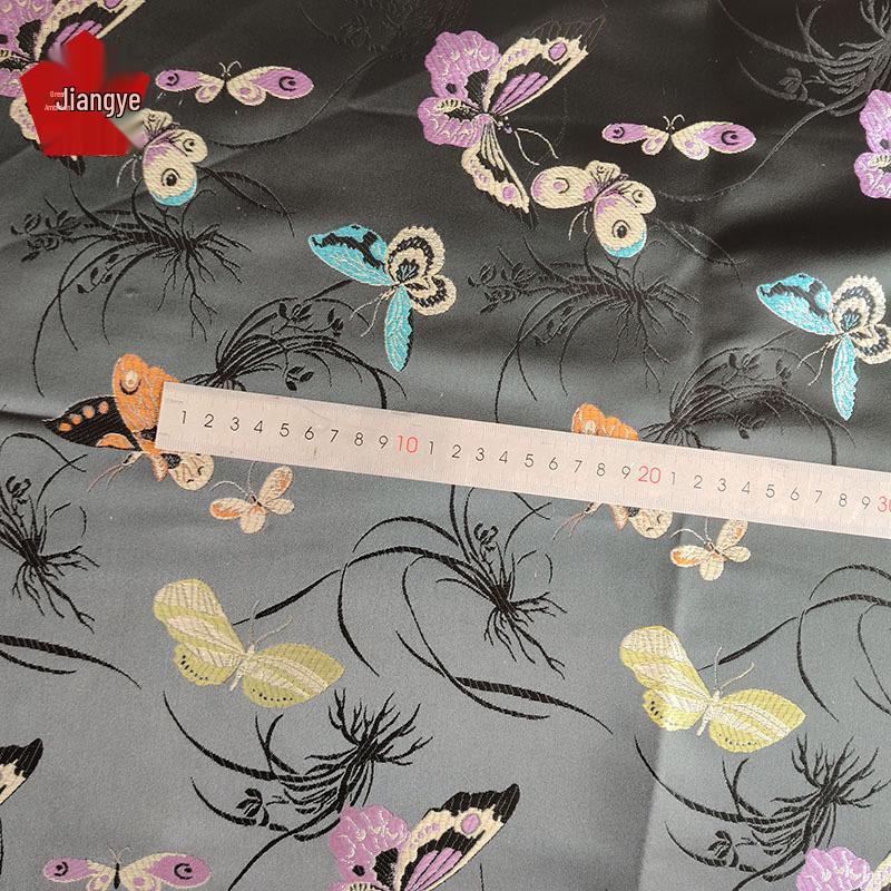 Women's High-End Black Butterfly Jacquard Vest Fabric - Chinese Style Decorative Yarn-Dyed Material