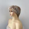 Women Natural Short Wavy White Gradient Wig Rose Net Synthetic Curly Wigs