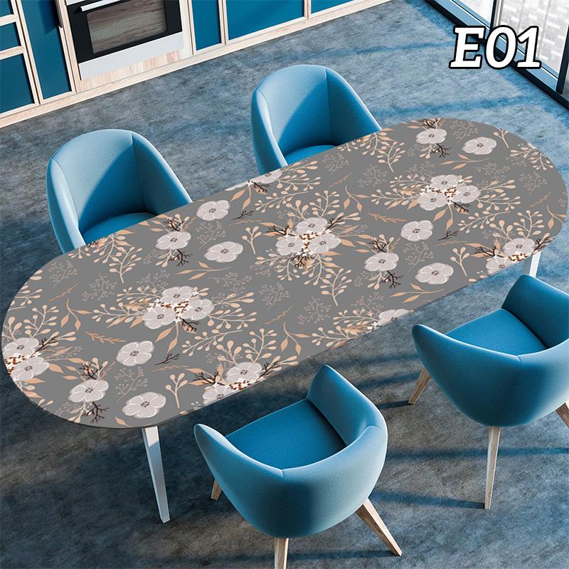 Oval Tablecloth Table Cover Waterproof Oil-Proof Elastic Kitchen Dining Room Wedding Party Table Cover Outdoor Picnic Camp Decor