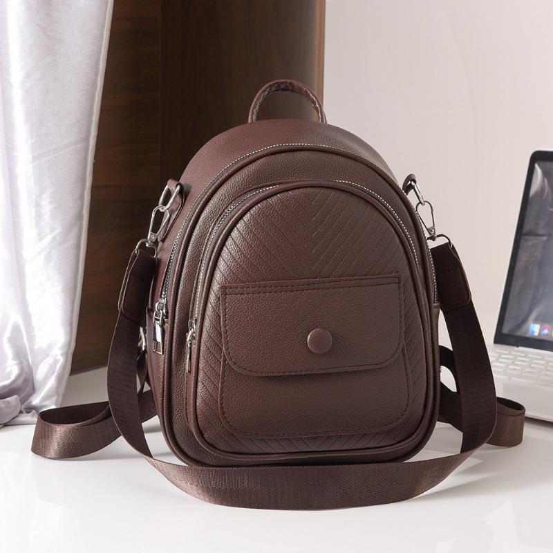 

Новый рюкзак для поездок на работу, маленький и большой вместимости, модный дорожный рюкзак, женский маленький рюкзак, многофункциональная однотонная сумка темно-коричневого