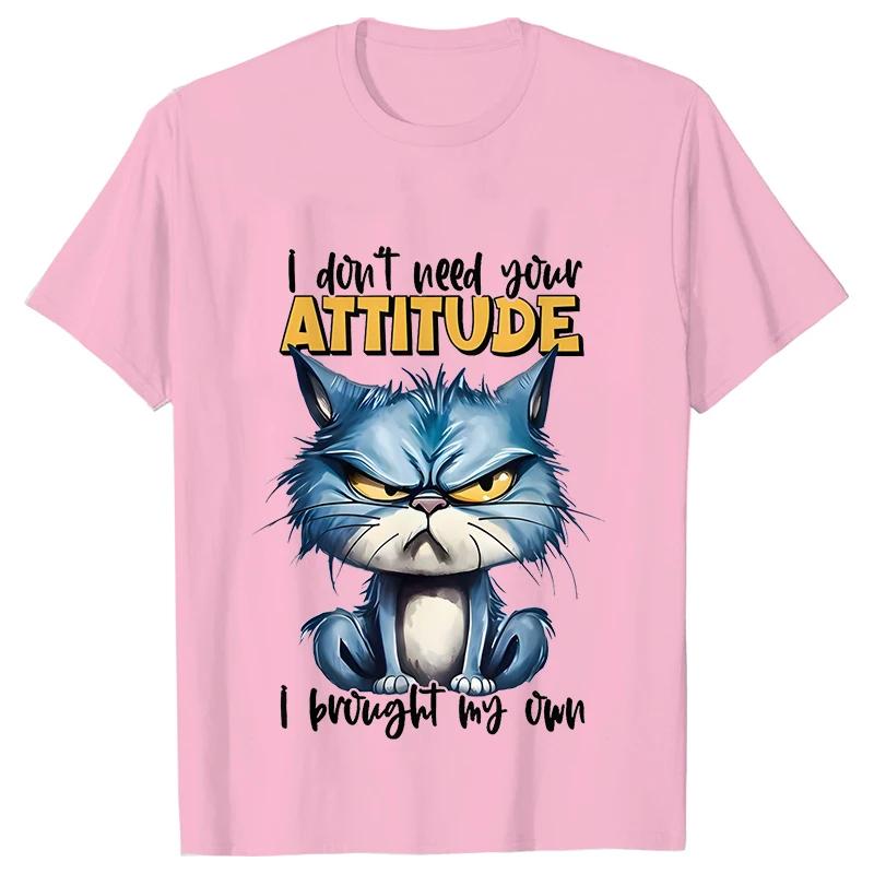 Funny Cat Sarcastic Antisocial Attitude Print Tshirts for Women Angry Cat T-shirts Not Today Introvert Female Tee Shirts Femme