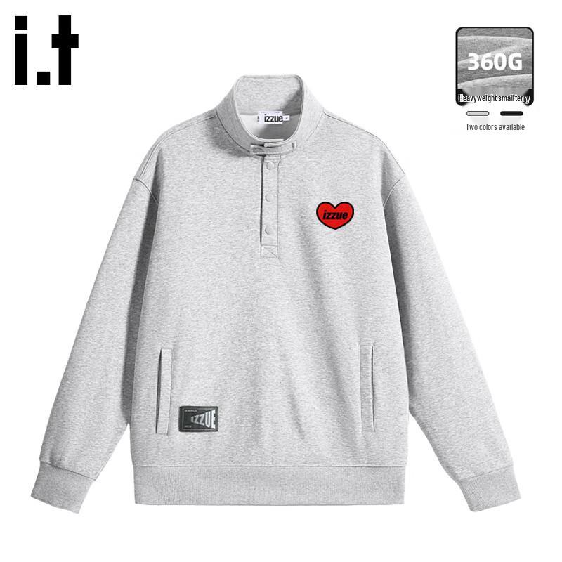 Izzue Herren Sweatshirt mit Druckknöpfen und Stehkragen