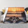 Tropical Ocean Sunrise Printed Blanket for Sofa Bed Travel Camping Living Room Office Conditioning Blanket for All Seasons Gifts