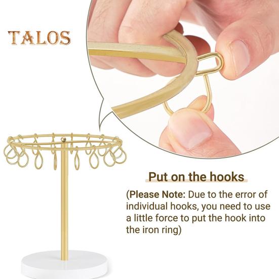 Hair Claw Holder with 16 Removable Hooks Round Base Easy Installation Store Hair Accessories Jewelry Holder