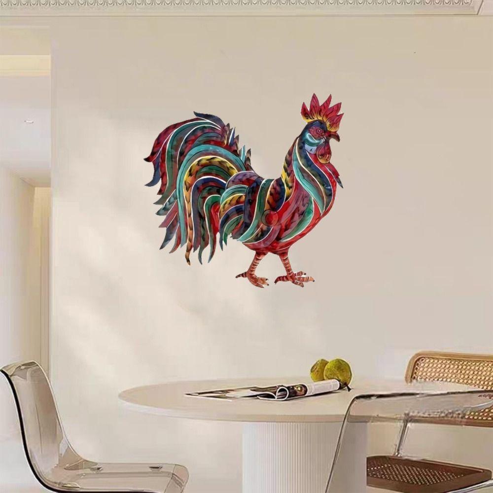 Metal Rooster Wall Hanging Decoration Art Background Pendant  Living Room