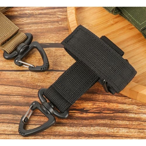 Nylon Glove Holder with Keychain, Tactical Glove Climbing Rope Storage Buckle for 2-Inch Duty Belt (Gloves Not Included), 2-Pack, Black