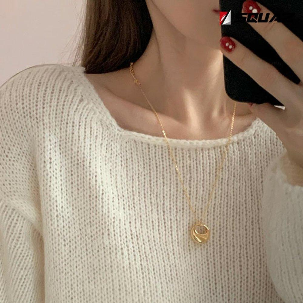 Squaz Women's Daily Necklace Bold Ring Pendant Nickel-Free Plated Necklace Sear008