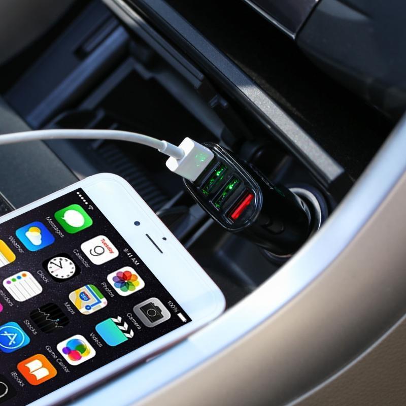 Alloyseed de carga rápida 2.0 54 W 4-Port USB Coche Cargador Adaptador de carga rápida