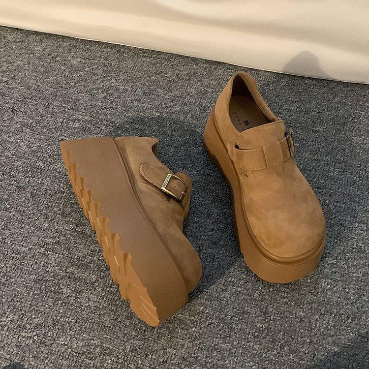 Single shoes autumn retro board shoes small thick soles heightening casual Birkenstocks