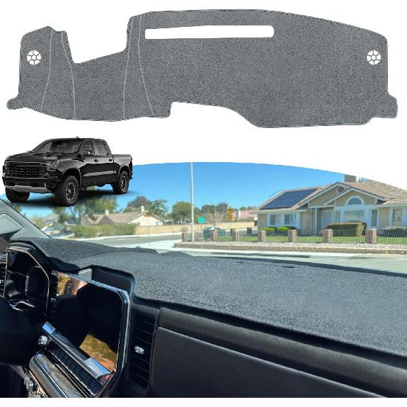 Dash Cover For -2025 2026 Chevy Chevrolet Silverado/GMC Sierra Accessories 1500 2500HD 3500HD Dashboard Cover With HUD Sunshield Non-Slip Center