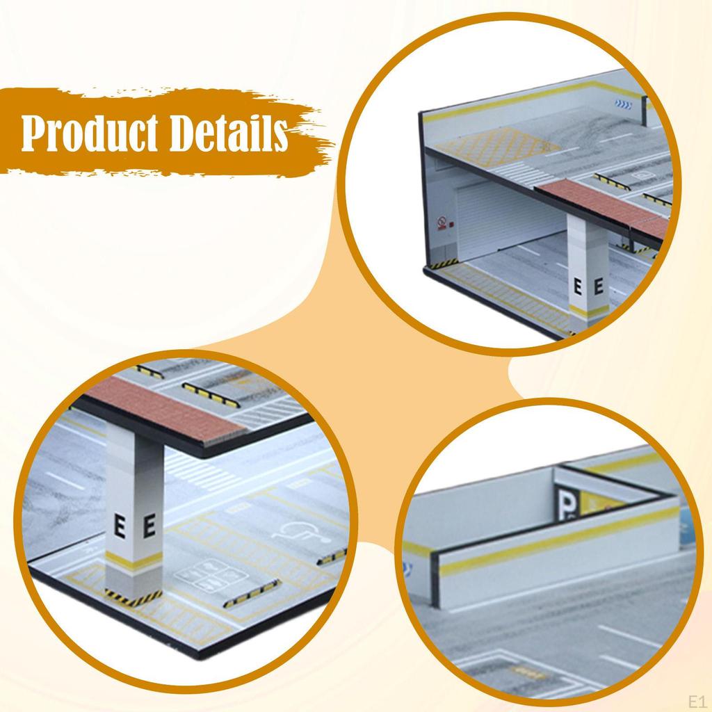 1:64 Diorama Underground Garage Model Parking Lot Scene for Diecast Toy Cars,Desktop Decor,Creative