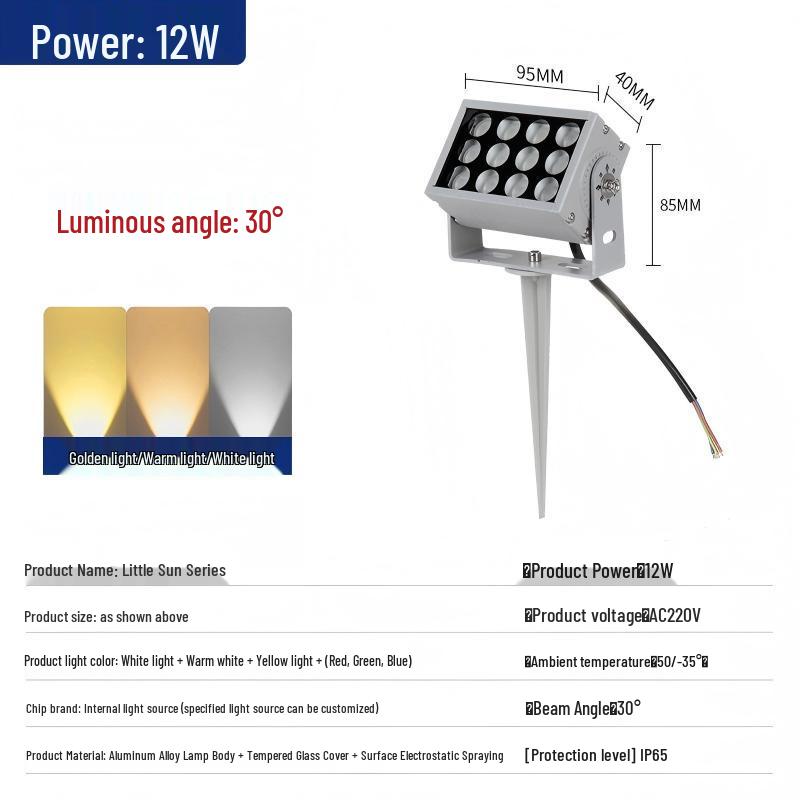 LED Floodlight Outdoor Waterproof Spotlight for Wall, Pillar, or Tree