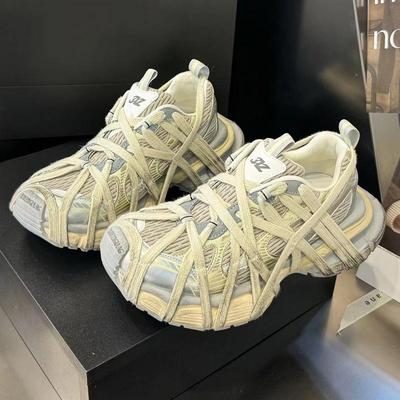 Dad Shoes Women's Breathable Casual Running Shoes Old Thick-Soled Sports Heightening Single Shoes
