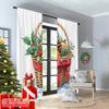 2pcs 2D Flat Printing Merry Christmas Popular Window Curtains Christmas Gift Basket Holly Berries_a 100% Polyester Fabric