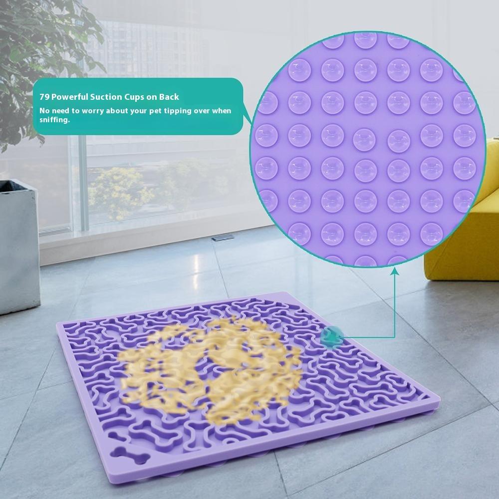 Pet Bone Shaped Lick Mat Slow Feeder Anti-Choke Suction Cup Licking Pad for Dogs/Cats