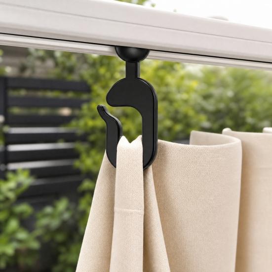 50/100Pcs Plastic Gazebo Curtain Hook, Heavy Duty Mosquito Netting Hook, Black Curtain Track Hooks for Outdoor Hotel, Gazebo