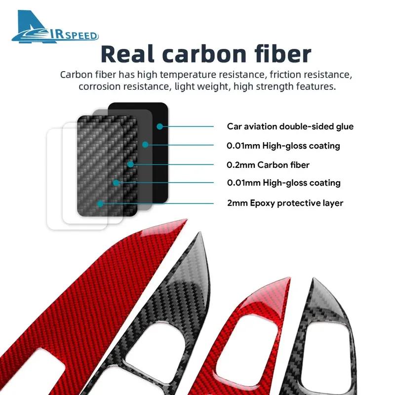 Real Soft Carbon Fiber Sticker For Seat Leon 2013 2014 2015 2016 2017 2018   LHD RHD Car Window Lift Frame Pane Interiol