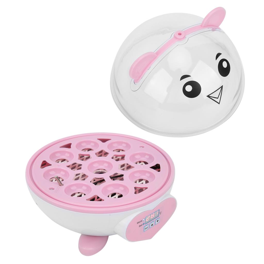SemiAutomatic Incubator Household Small 9 Eggs Incubator for Chicken Duck Bird Pigeon Quail (Pink )
