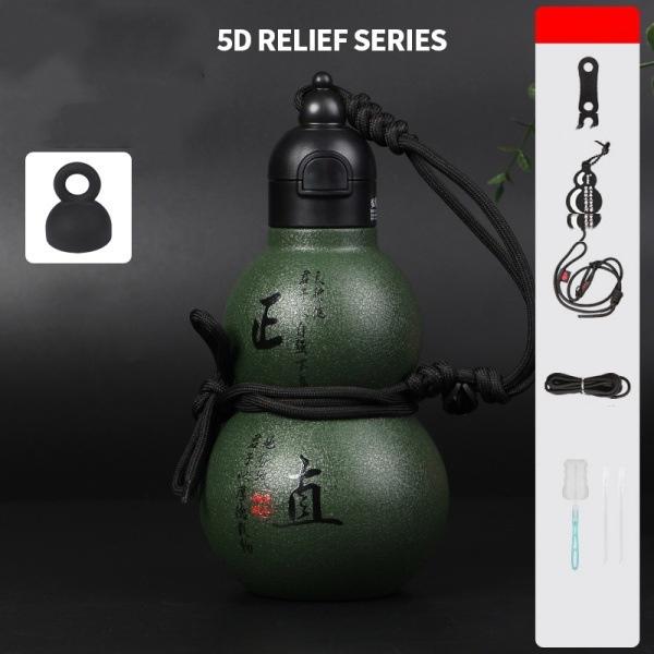 316 Stainless Steel Gourd Water Bottle 580ml Insulated Metal Bottle with Adjustable Strap Leak-Proof for Travel/Sports/Cycling