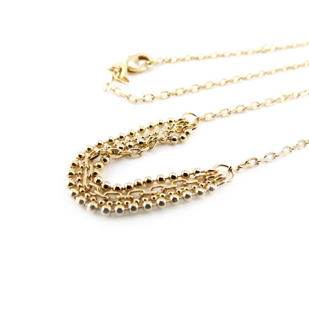 Les Trésors De Lily [J0869] - Gold Plated Necklace 'Choreography' Gold - 4 Rows 5 Cm