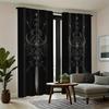 2PCS Blackout Curtains Dark Sword Print Polyester Rod Pocket Top for Bedroom Office Living Room Home Decor