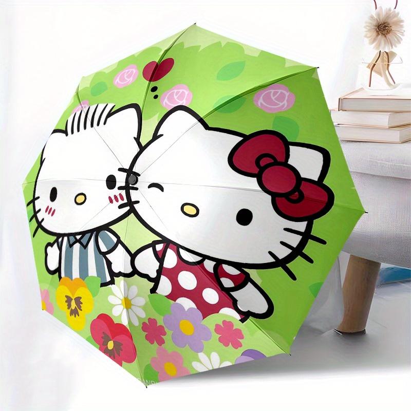 1pc Hello Kitty Spring Flowers Umbrella with Plastic Handle,Suitable for All Seasons Home Travel Outdoor UmbrellaSanlio413
