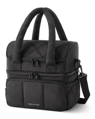 Insulated Lunch Large Black Bag, Small, Waterproof, Lightweight, Capacity, 12L, (Double Deck)