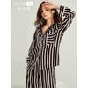 Temperament satin couple pajamas autumn new high-end striped loungewear men's thin loose pajamas
