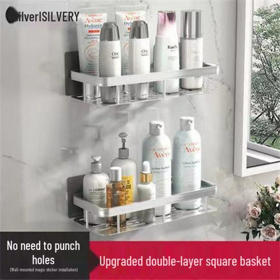 Punch-Free Space Aluminum Towel & Storage Rack with Suction Cup, Nail-Free, Triangle & Rectangle Options