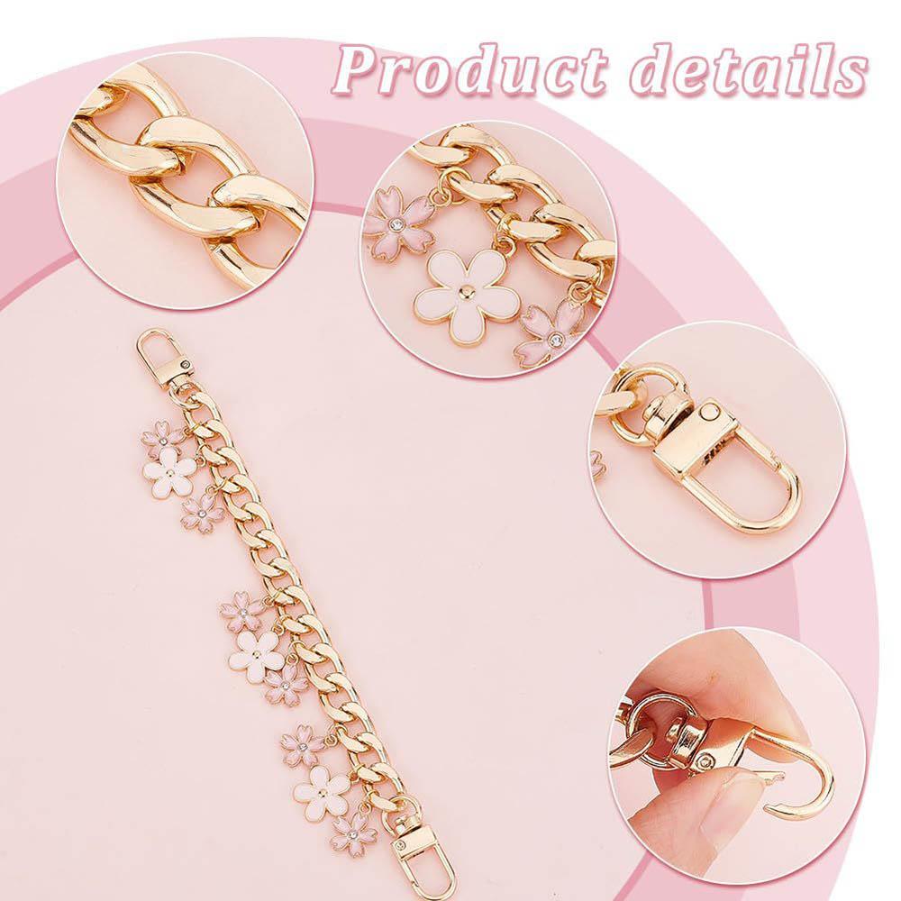 HOT Cherry Blossom Bag Pendant Chain Bow Heart Enamel Phone Charm Bag Chain Bag Extension Strap Crossbody Bag Accessories