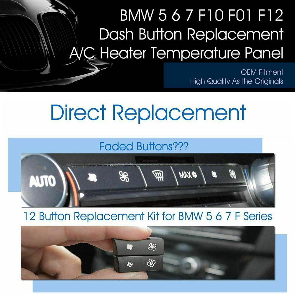 12 Button Key Caps AC Heater Switch Replacement for  BMW 5 6 7 F10 F01 F12 61319313923