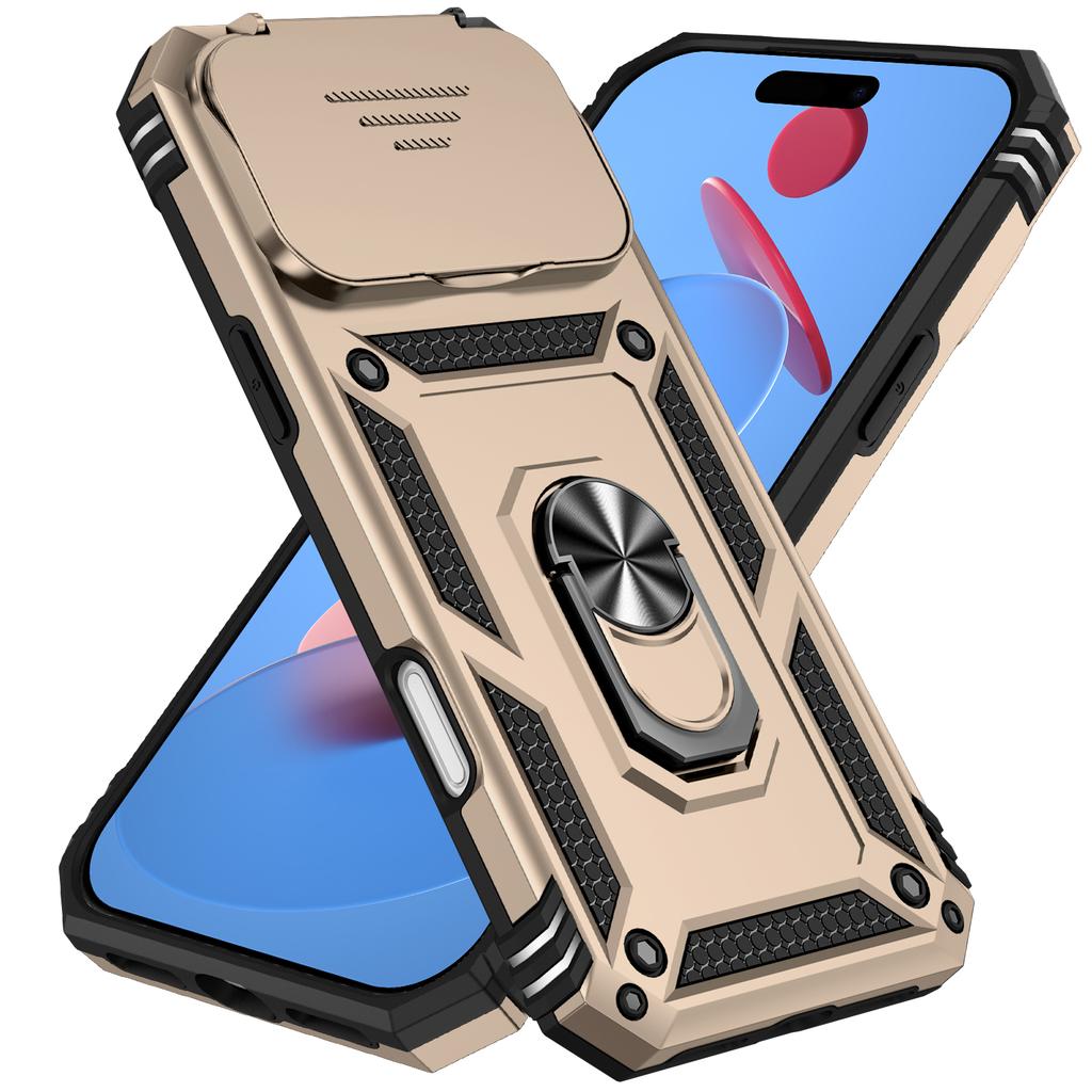 Militärische Schiebefensterhülle für iPhone 17 Pro Max Air 16e 16 Plus 15 14 13 12 11 Kameraschutzring Halter Rückseite