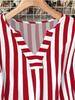 2025 European Striped Three-Quarter Sleeve Casual Shirt for Autumn/Summer