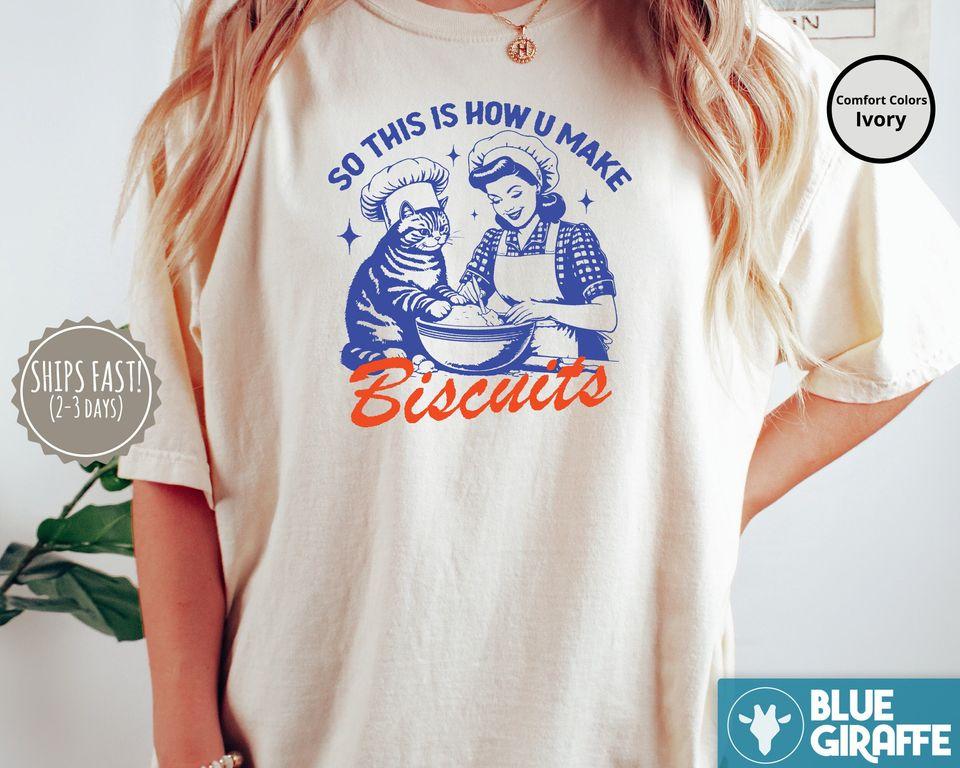 

Cat Biscuits Tshirt, Funny Cat Shirts, Shirt, Trendy Vintage Retro Tshirt Classic T-shirt 3XL