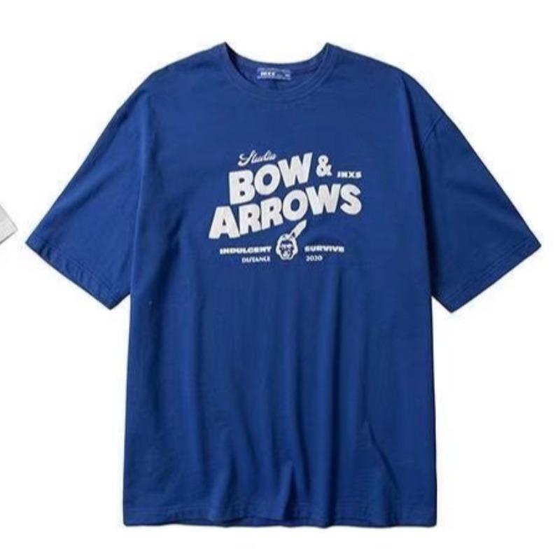 

Летняя мужская хлопковая футболка с ретро-принтом в стиле ситибой - Японский тренд, Свободный крой, Короткий рукав, Парный стиль 3XL синий