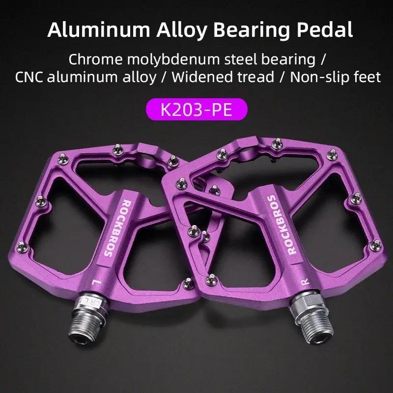 

ROCKBROS Bike Pedals Aluminum Alloy Anti-slip Bicycle Pedals Ultralight Sealed Bearing One-piece MTB Road Mountain Cycling Pedal K203-PE