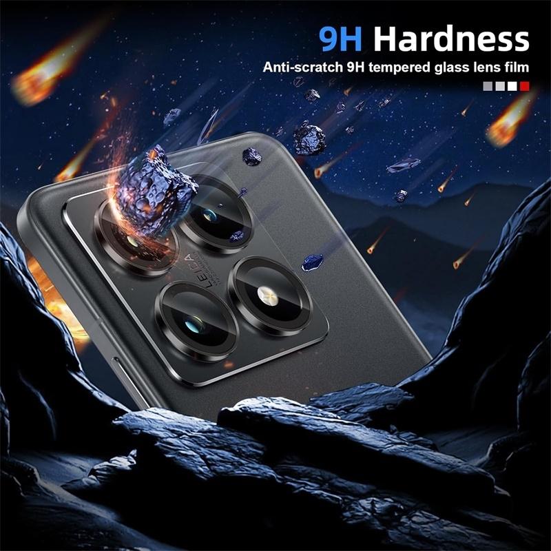 4Pcs/lot Black Metal Ring+Tempered Glass Lens Protector for Xiaomi 14T / 14T Pro  14TPro HD Clear Glass Camera Film