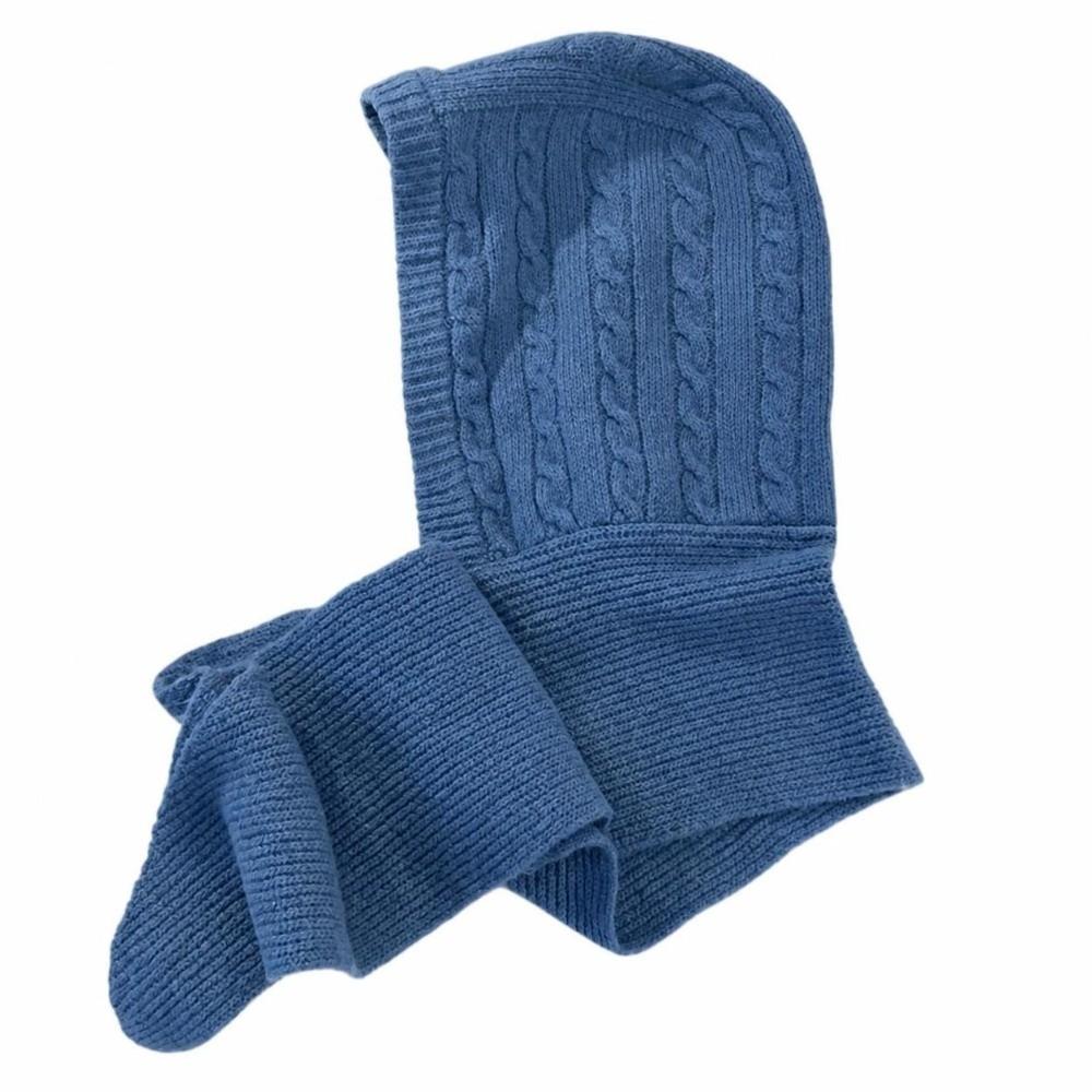 Warm Hooded Scarf Hat Soft Knit One-Piece Hooded Hat Retro Beanie Scarf Cap Women