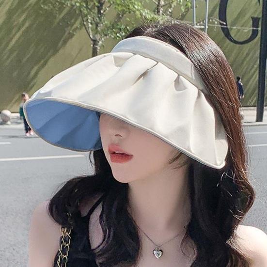 Sun Hat for Women, Wide Brim Sun Visor Hat, UPF50+ Lightweight Foldable Ponytail Sports Cap, Rollable Foldable Empty Top Hat
